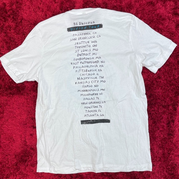 Ed Sheeran Divide World Tour Tee Black XL USA Dates White Blue Plus X - Picture 2 of 7